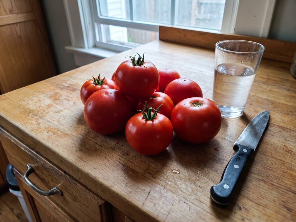 Freshly picked Abe Lincoln tomatoes
