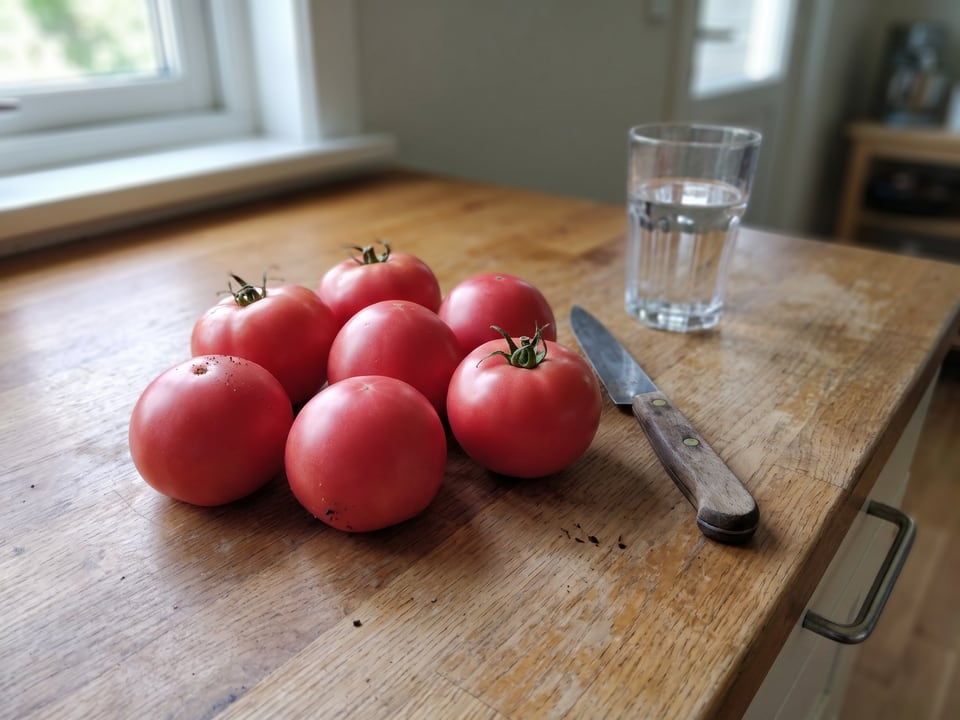 Freshly picked Arkansas Traveler tomatoes