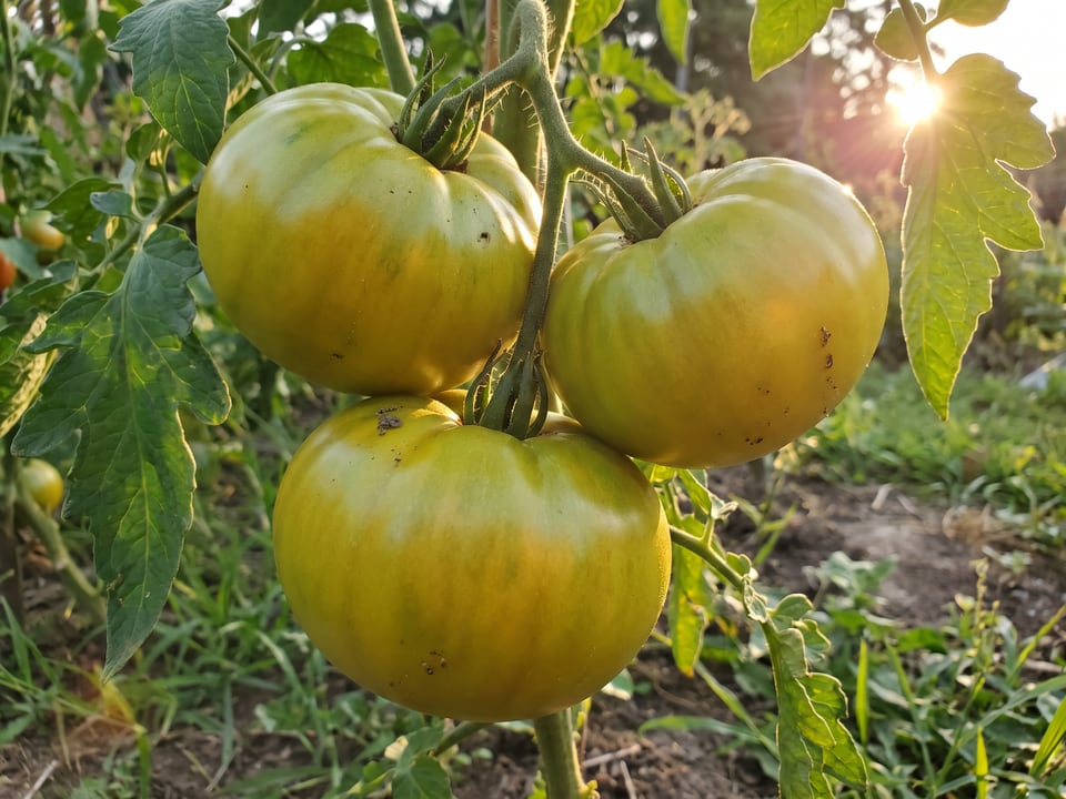 A truss of Aunt Ruby's German Green tomatoes