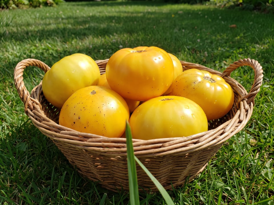 Freshly picked Azoychka tomatoes