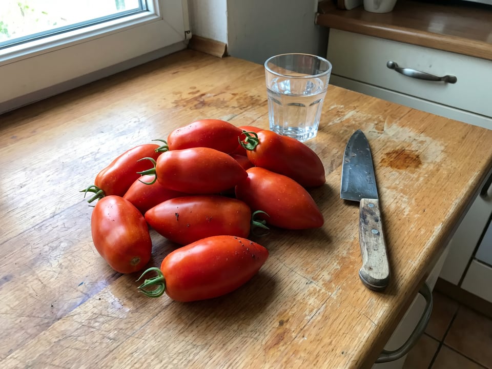 Freshly picked Blue Beech tomatoes