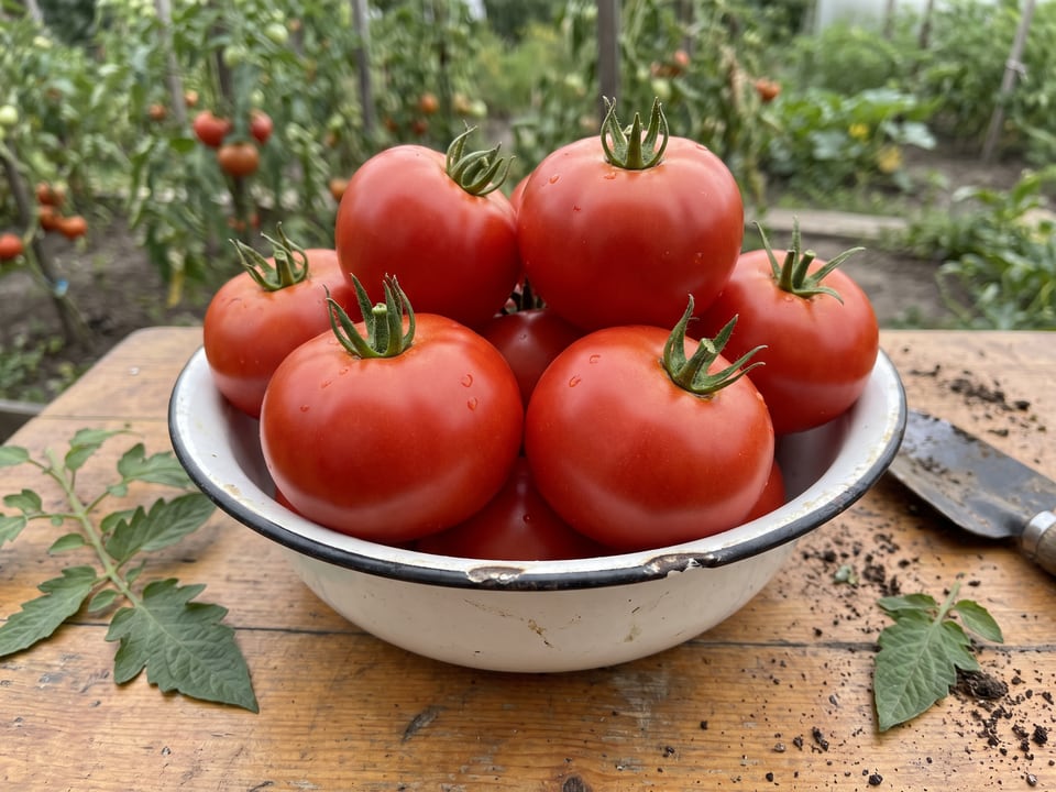 Freshly picked Bobcat tomatoes