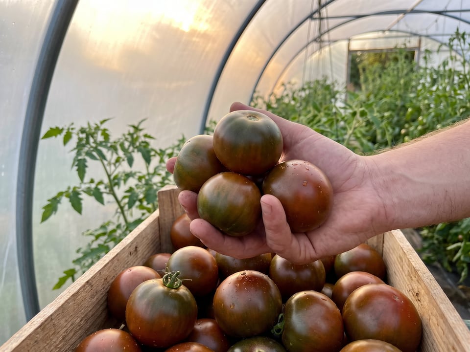 Freshly picked Brown Sugar tomatoes