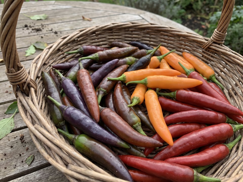 Freshly picked Buena Mulata peppers