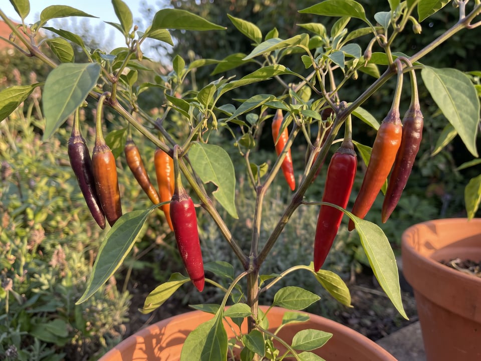 Buena Mulata pepper plant with ripe pods