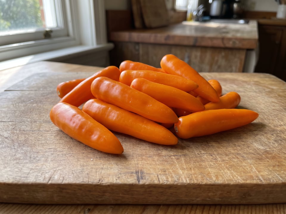 Freshly picked Bulgarian Carrot peppers