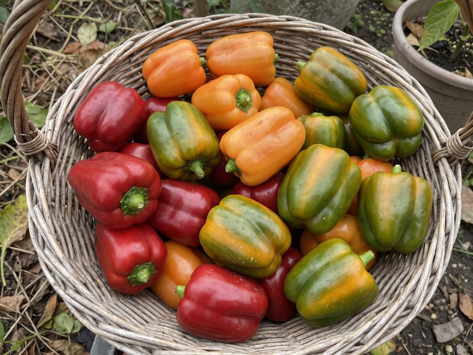 Freshly picked Cajun Belle peppers