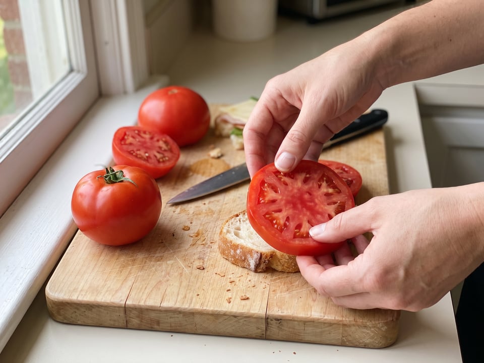 Celebrity Plus tomato sliced in the kitchen