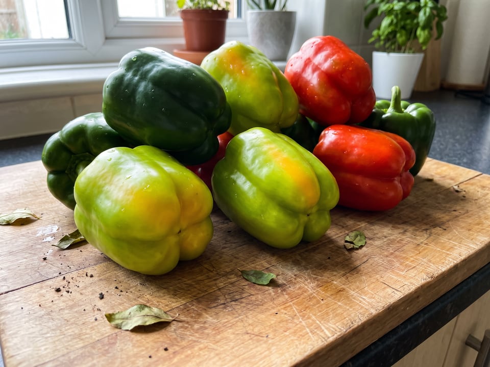 Freshly picked Chinese Giant peppers