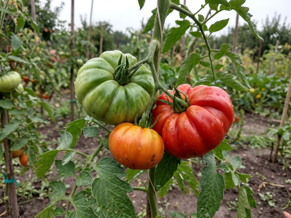 A truss of Costoluto Fiorentino tomatoes
