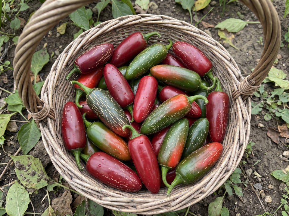 Freshly picked Early Jalapeno peppers