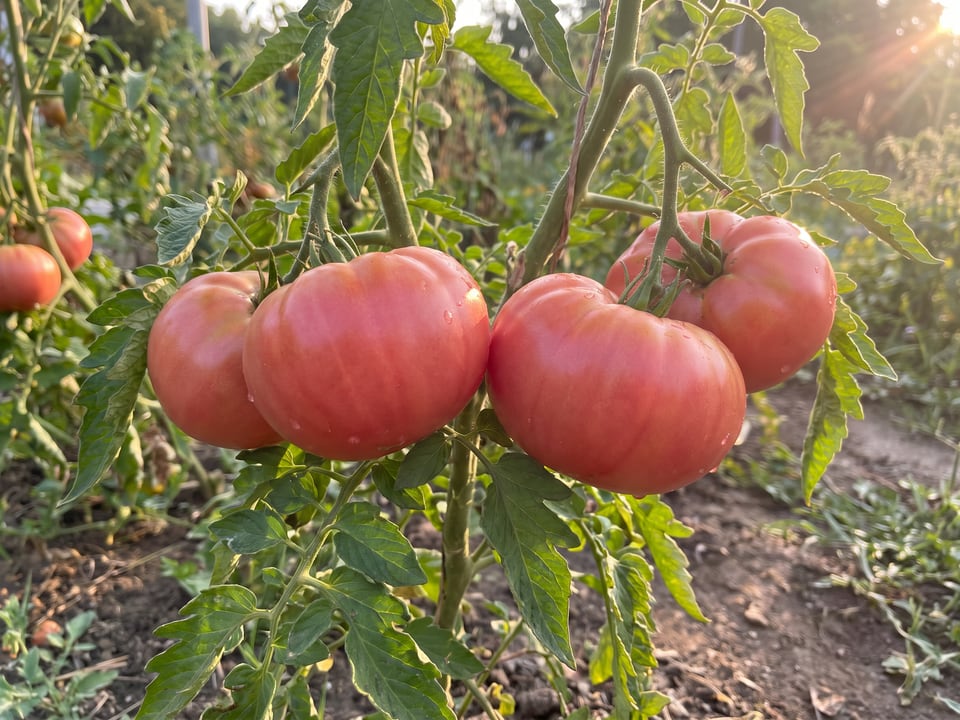 A truss of German Johnson tomatoes
