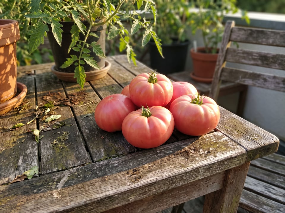 Freshly picked German Johnson tomatoes