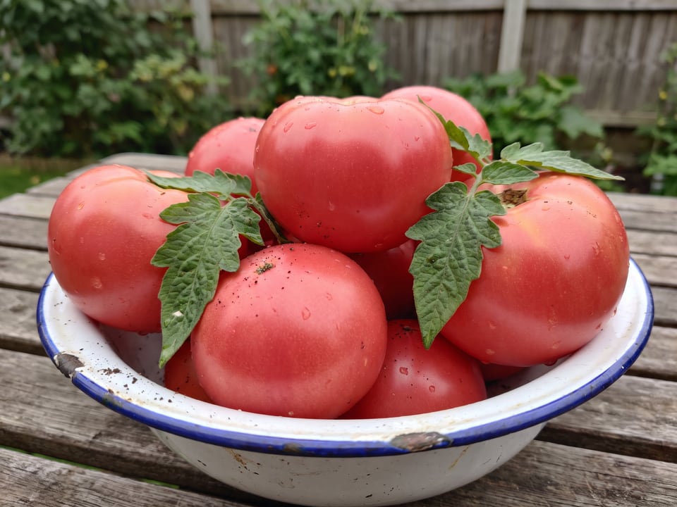 Freshly picked Goliath tomatoes