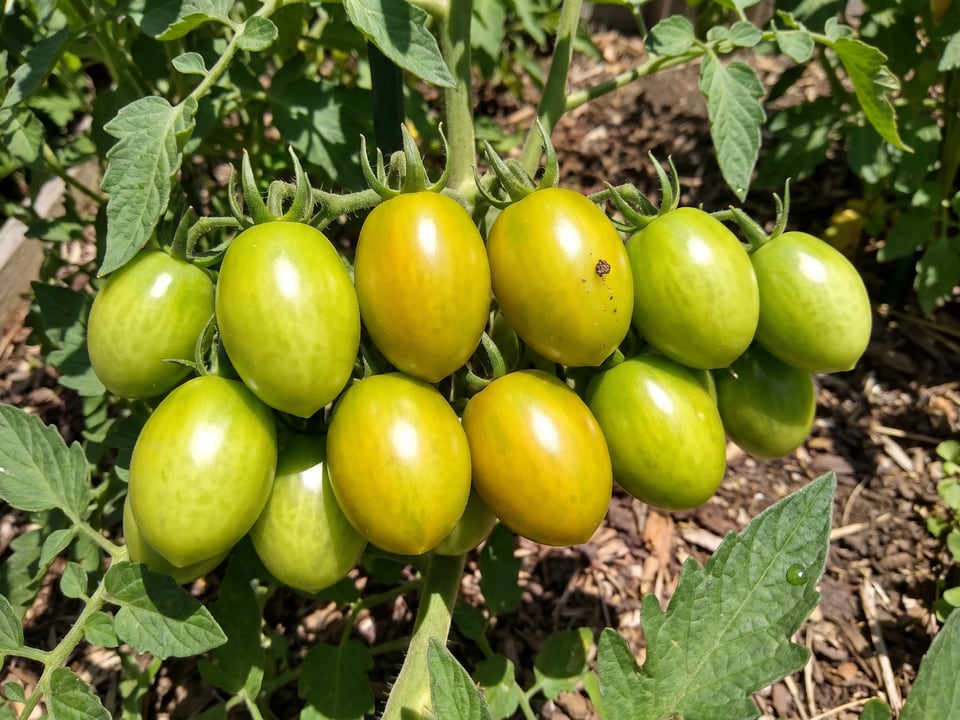 A truss of Green Grape tomatoes