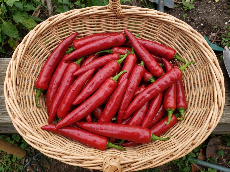 Freshly picked Guajillo peppers