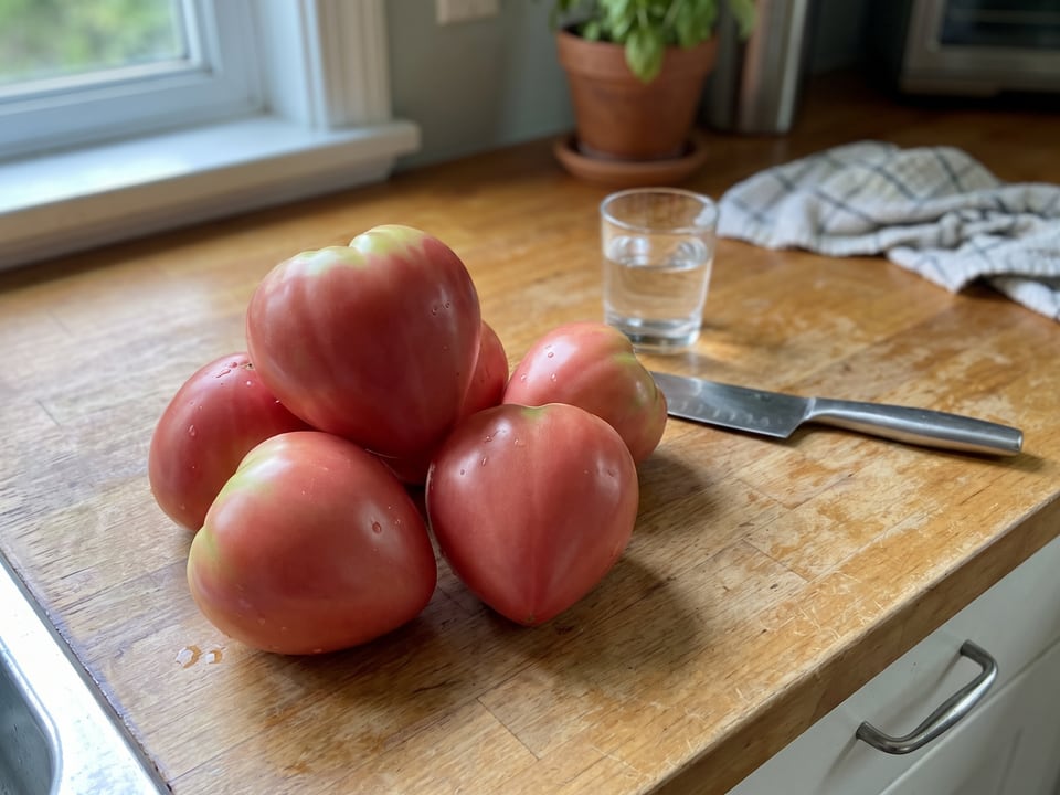Freshly picked Hungarian Heart tomatoes