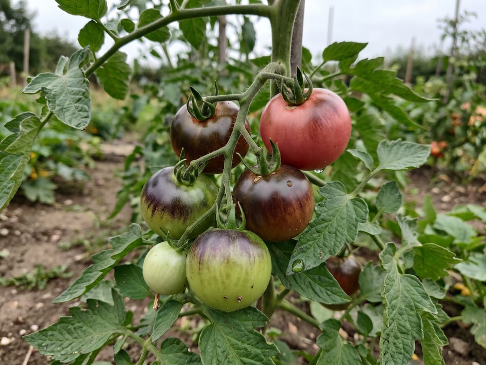 A truss of Indigo Rose tomatoes