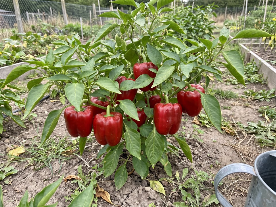 King of the North pepper plant with ripe pods