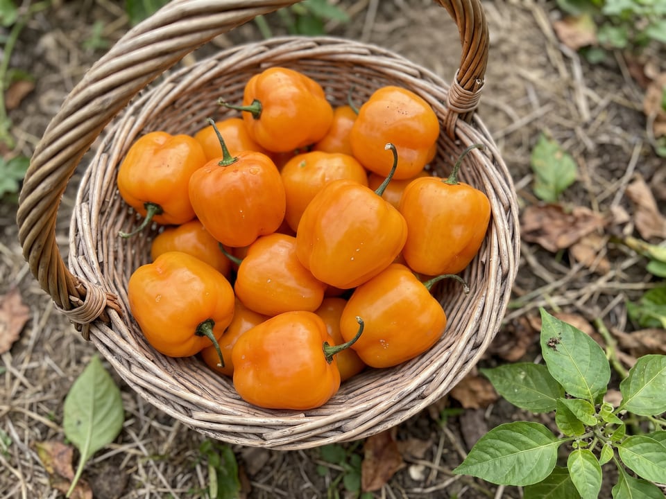 Freshly picked Manzano peppers