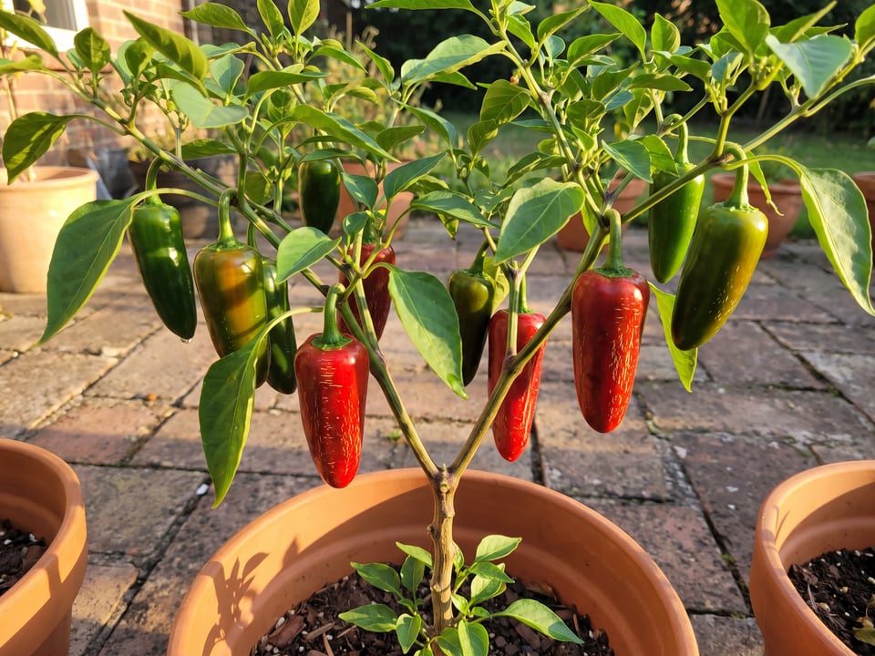 Mucho Nacho pepper plant with ripe pods