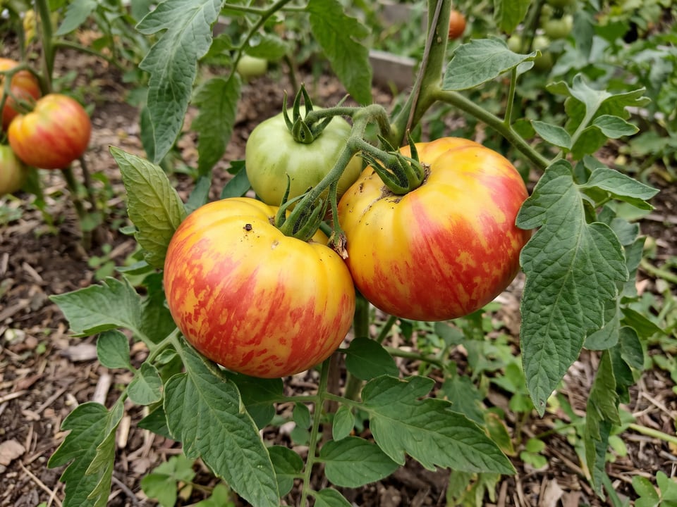 A truss of Old German tomatoes