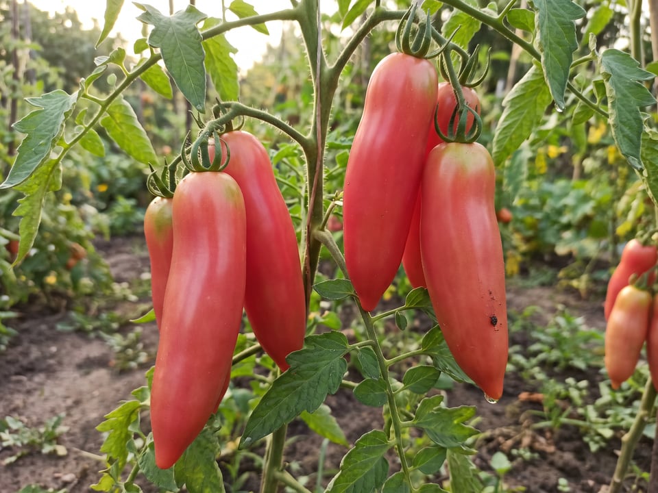 A truss of Pink Fang tomatoes