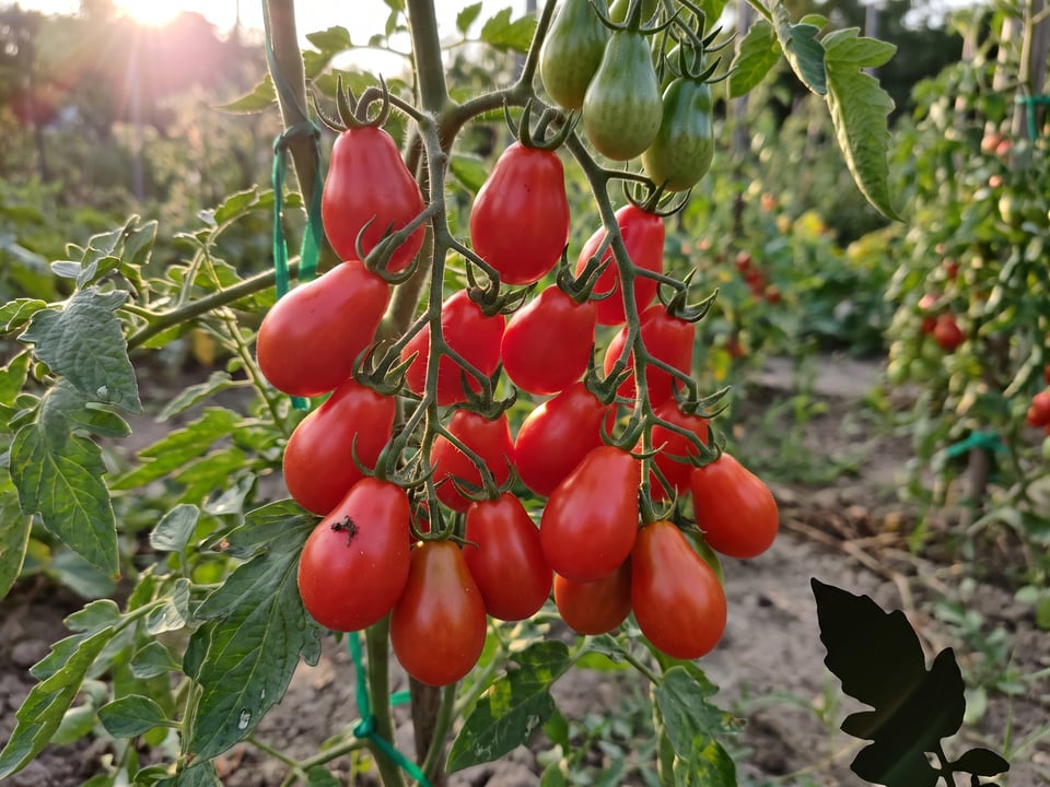 A truss of Red Pear tomatoes
