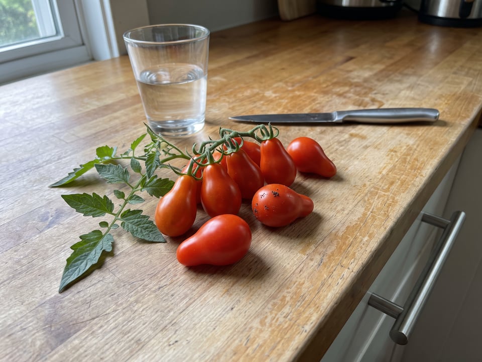 Freshly picked Red Pear tomatoes