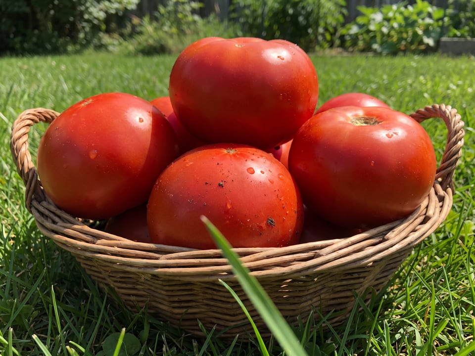 Freshly picked Rutgers tomatoes
