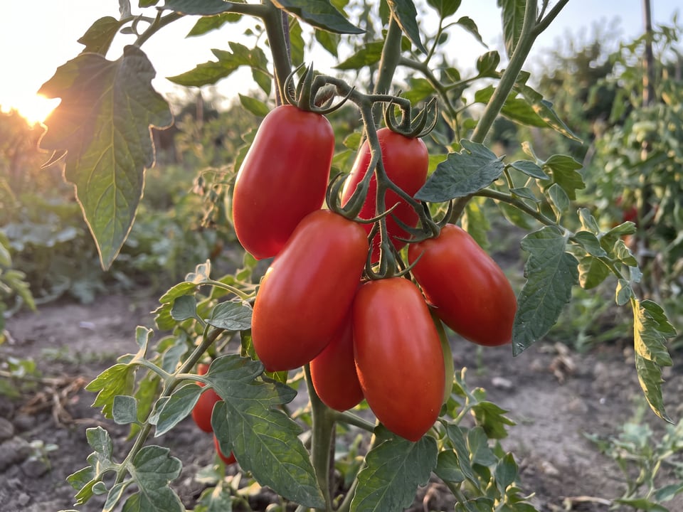 A truss of San Marzano tomatoes