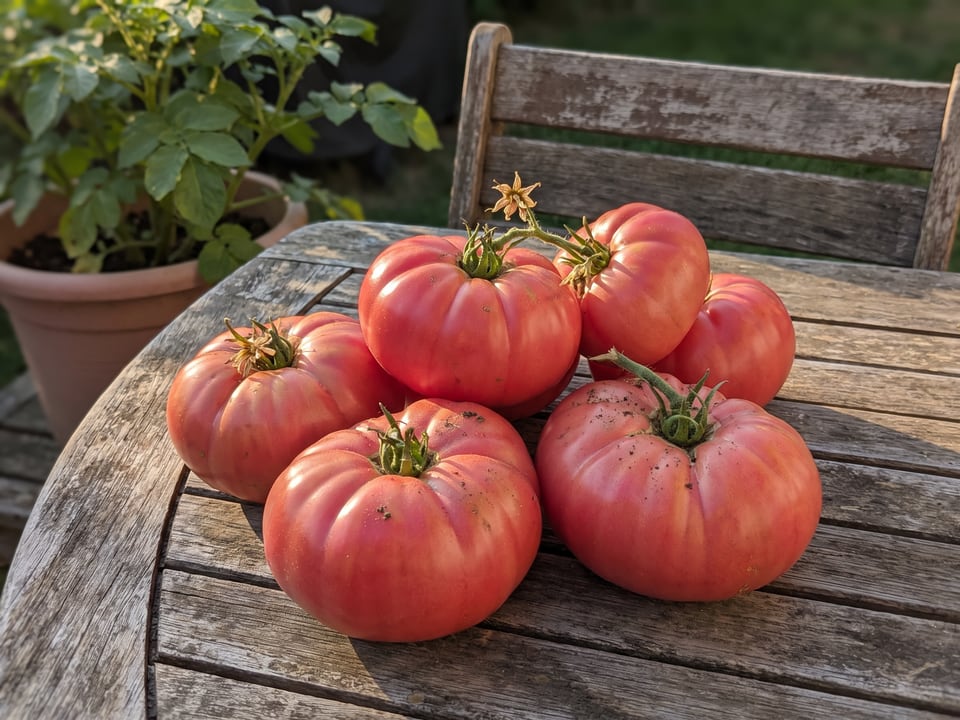Freshly picked Stump of the World tomatoes