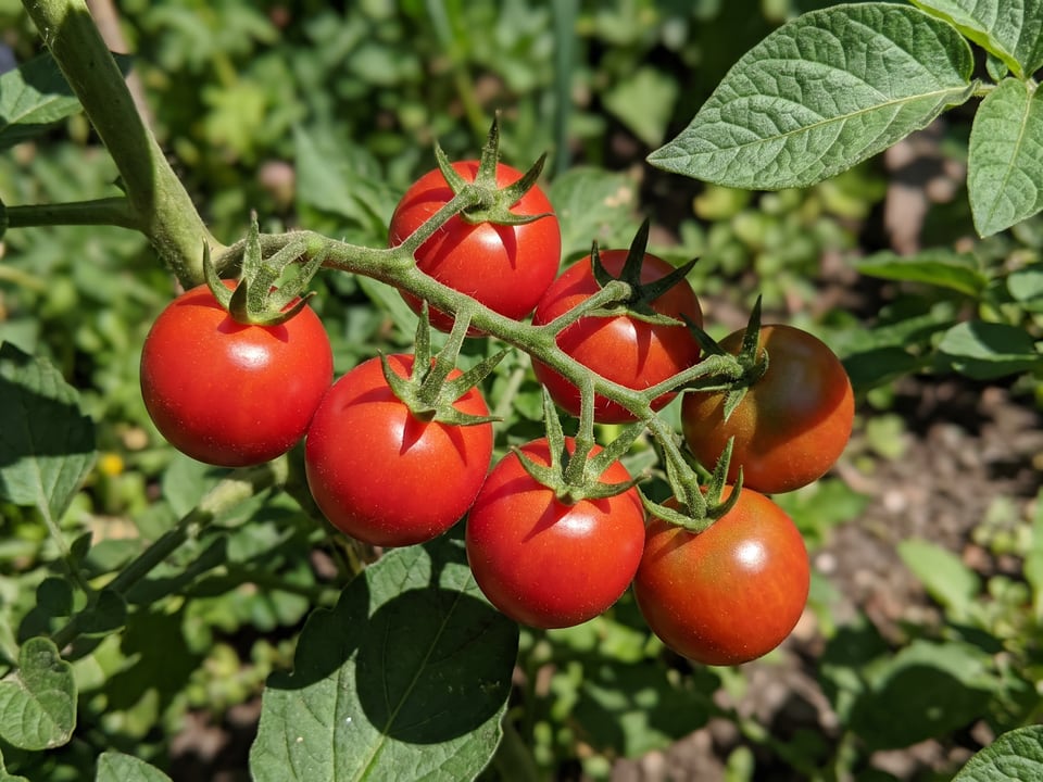 A truss of Stupice tomatoes