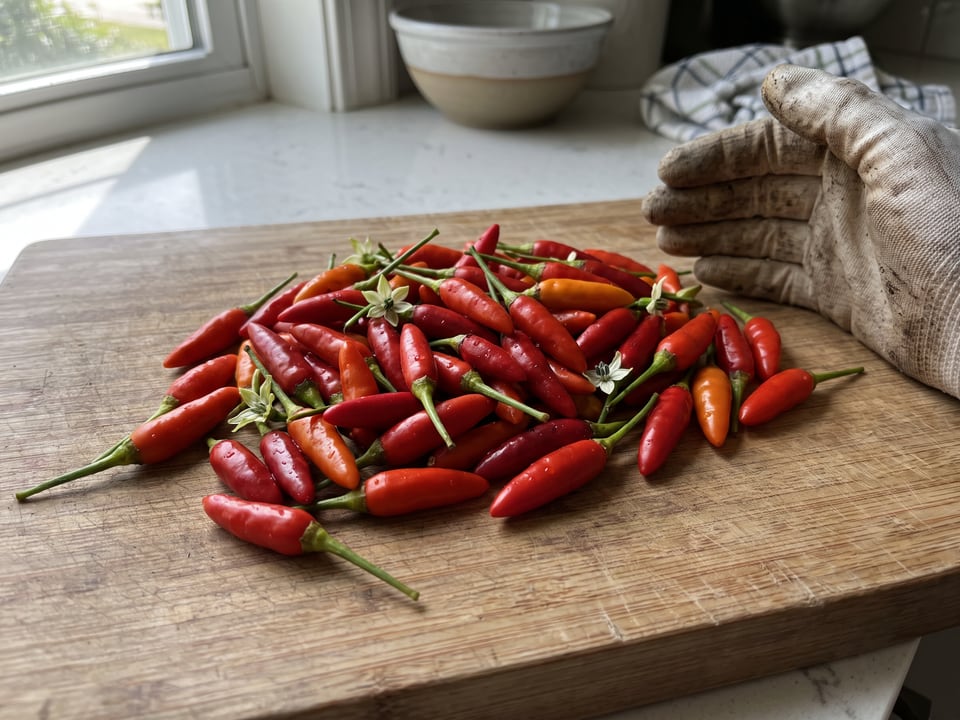 Freshly picked Tabasco peppers