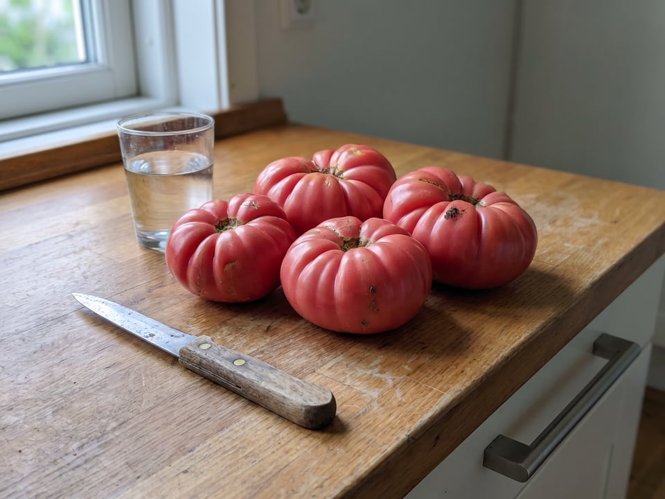 Freshly picked Zapotec Pleated tomatoes